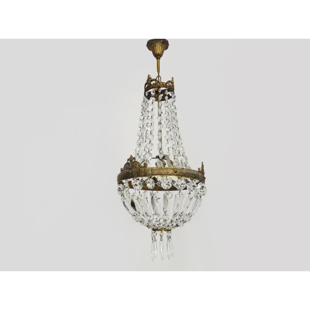 Antique Italian Hot Air Balloon Chandelier with Glass Pendants. 1950s-1960s For Sale - Image 4 of 10