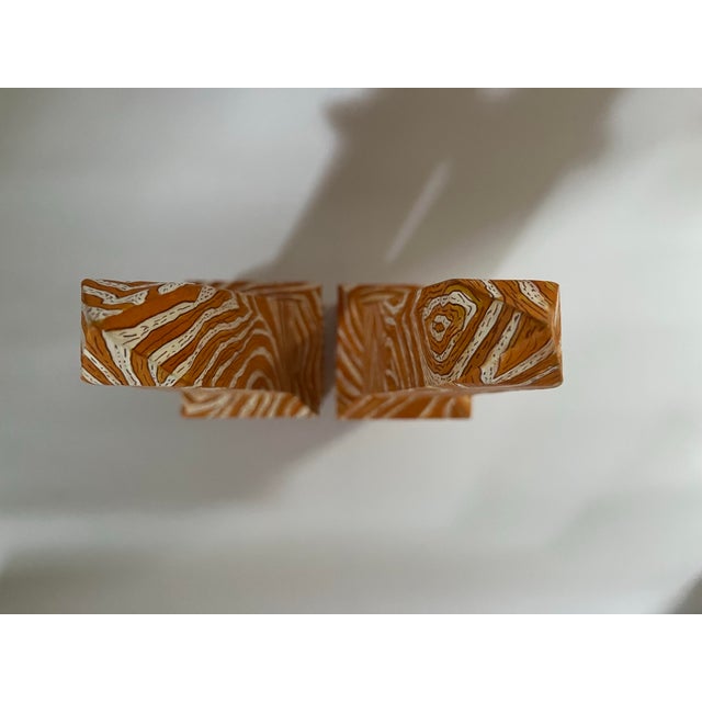 Hand Painted Chinese Faux Bois Style Obelisks a Pair For Sale - Image 11 of 12