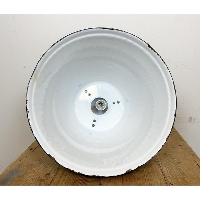 Industrial Black Enamel Factory Pendant Lamp from Elektrosvit, 1960s For Sale - Image 16 of 18