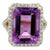 VRJewels 13.33ct Amethyst Large Center Stone Ring Size 7 With 1.13ct Diamonds in 14k Gold For Sale