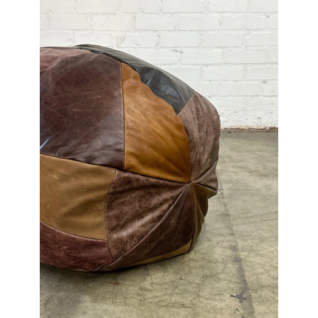 1970s Vintage Patchwork Leather Ottoman For Sale - Image 4 of 11