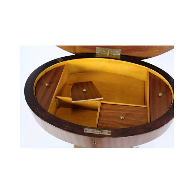 Mahogany Oval Sewing Lamp Table on Pillar For Sale - Image 5 of 7