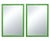 A pair of rectangular wall mirrors in glossy green painted frames molded as faux bamboo, each fitted with a beveled mirror...