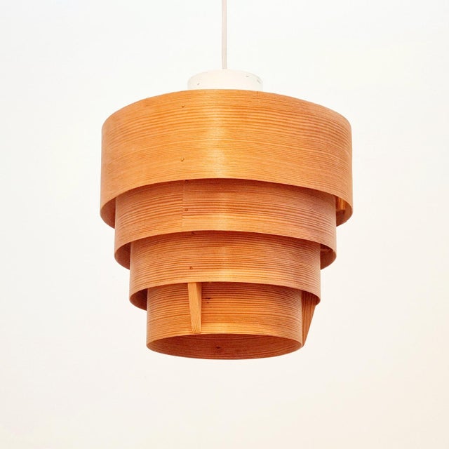 Mid-Century Scandinavian Pine Ceiling Light Pendant attributed to Hans-Agne Jakobsson for Ellysett Markaryd, Sweden, 1960s For Sale - Image 10 of 10
