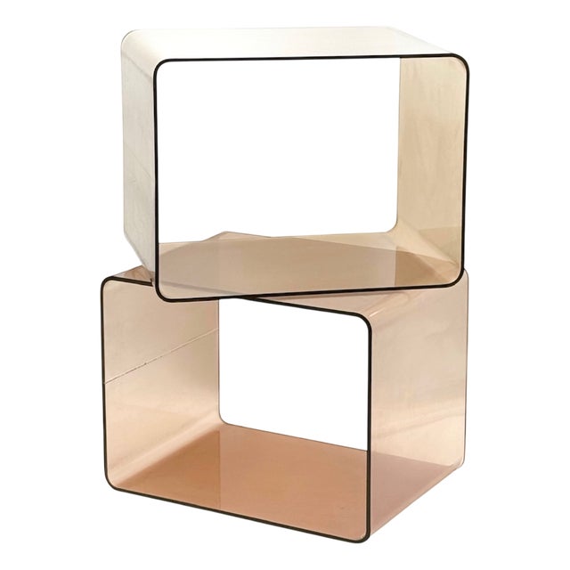 Display Stands in Smoked Acrylic Glass, 1970s, Set of 2 For Sale