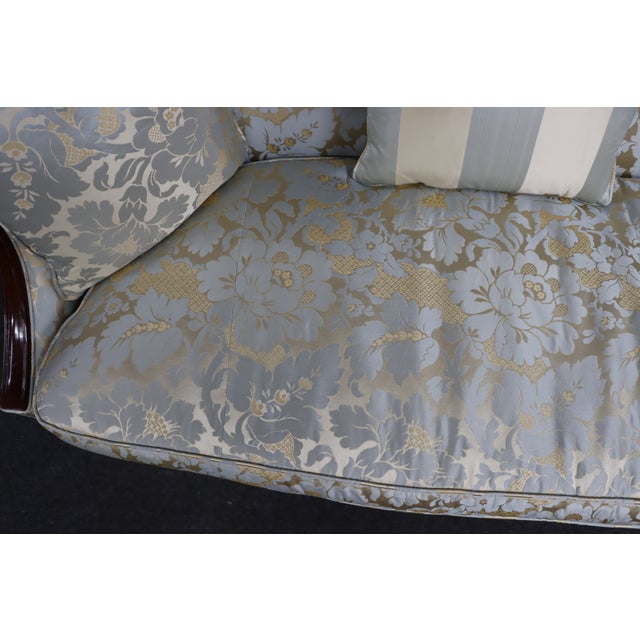 Kindel Hepplewhite Style Mahogany Upholstered Camelback Sofa For Sale - Image 12 of 17