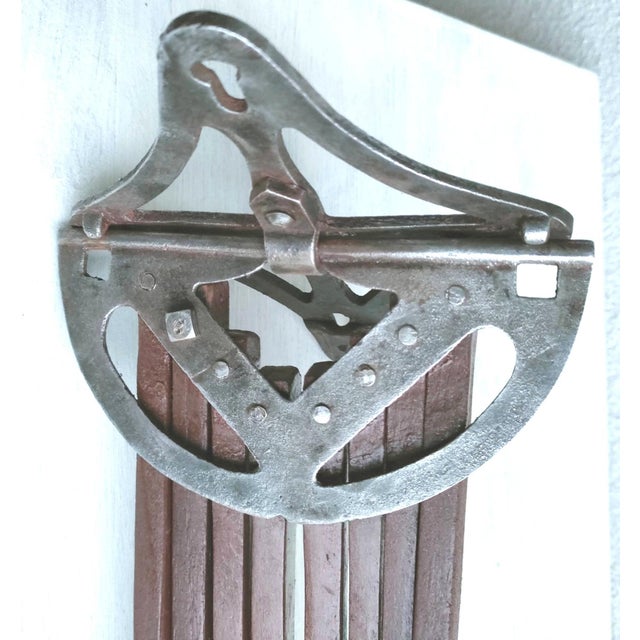 Art Deco Wooden and Wrought Iron Fan-Shaped Towel Rack, 1930s For Sale - Image 4 of 7