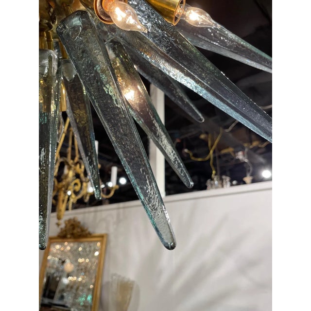 Modern Fontano Green Murano Glass & Brass Sputnik Chandelier For Sale - Image 4 of 8