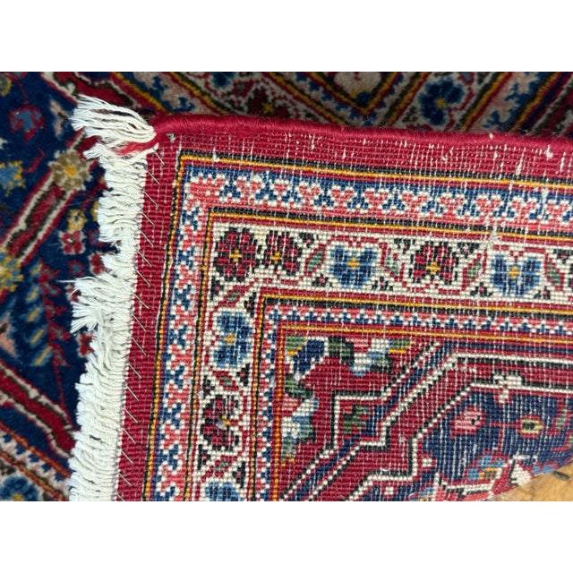Persian Haj Kashan Hand Woven Persian Rug Carpet Geometric Medallion Design For Sale - Image 3 of 11