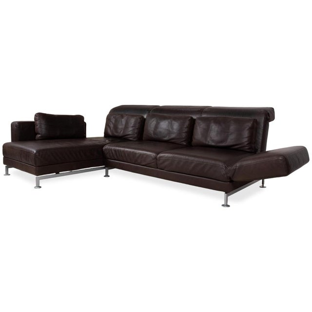 Moule Set Leather Corner Sofa and Ottoman in Brown Chrome with Manual Function from Brühl, Set of 2 For Sale - Image 5 of 18