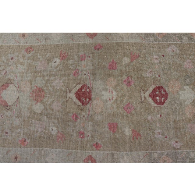 Mid 20th Century Vintage Turkish Oushak in Colorful Floral Designs Set on Sand-Green Field 2'8" X 4'9" For Sale - Image 5 of 10