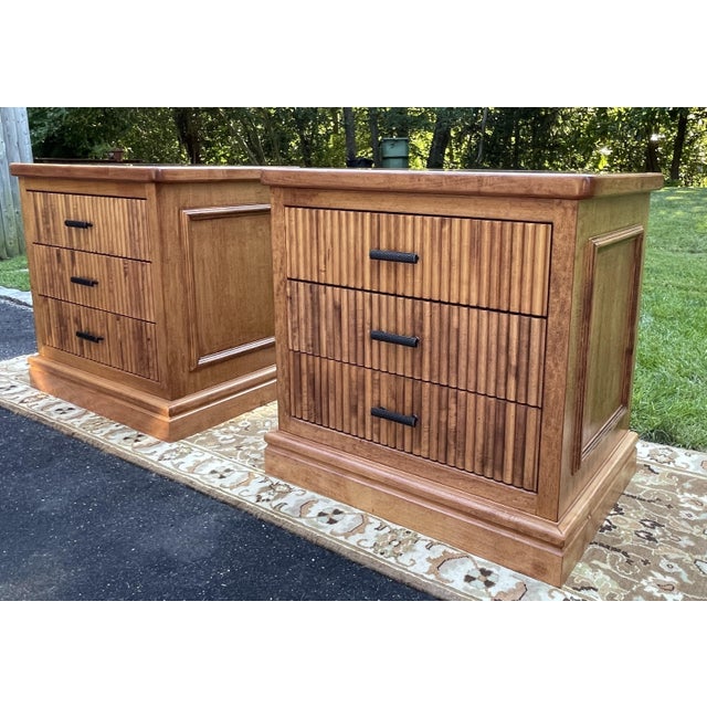 1990s Premium 3-Piece Fluted Maple Set - Credenza/Dresser & Pair of End Tables/Nightstands For Sale - Image 11 of 14