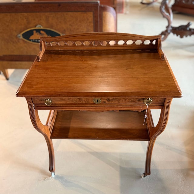 Antique Eastlake Writing Desk With Carved Gallery For Sale - Image 6 of 9