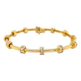 Charles Krypell Diamond 18k Yellow Gold Flex Link Bracelet For Sale