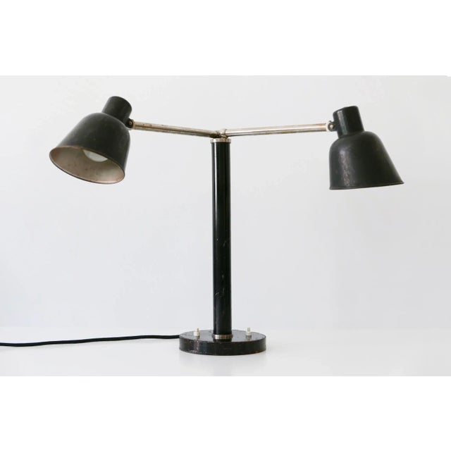German Bauhaus Metal 2-Armed Table Lamp from Bünte und Remmler, 1920s For Sale - Image 6 of 18