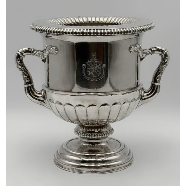 Silver Regency English Sheffield Plate Armorial Wine Cooler, Manner of Matthew Boulton For Sale - Image 8 of 15
