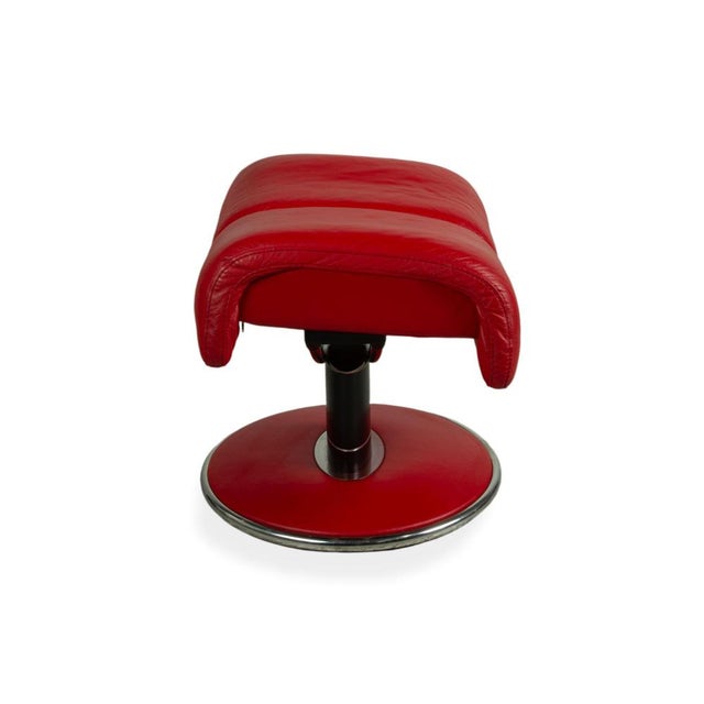 Set of Lounge Chair and Ottoman in Red Leather from Stressless For Sale - Image 13 of 16
