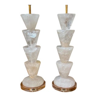 Pair of Rock Crystal Lamps For Sale