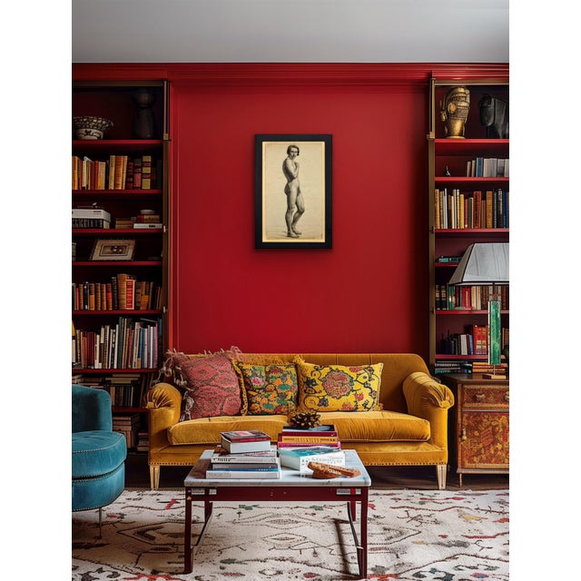 Henry Arthur Roberts after Drölling, Pre-Second Republic French Academy Life Study of Standing Male Nude, 1800s, Charcoal & Pencil on Paper For Sale - Image 13 of 18