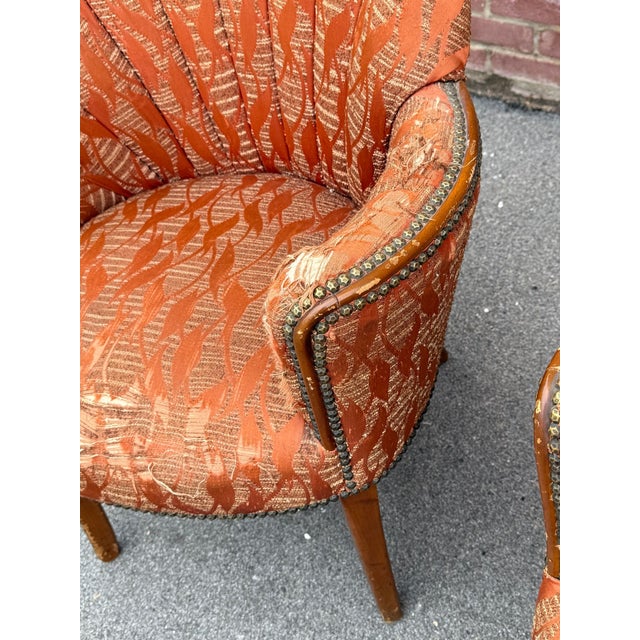 Petite Art Deco Channel Back Shell Chairs, Pair For Sale - Image 11 of 13