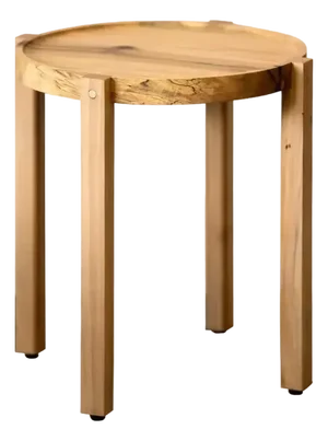 Small Contemporary Satin Walnut Wood Side Table With Bronze Details