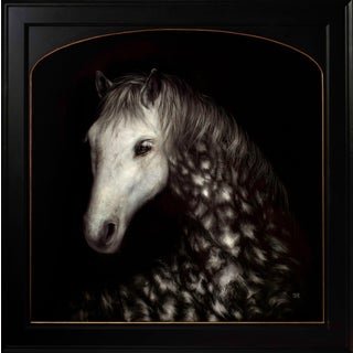 Harbinger by Che Leviathan | Oil on Panel Portrait of a White Horse For Sale