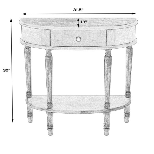 Traditional Mozart 31.5 in. W Demilune Wood Hand Painted 1 Drawer Console Table with Lower Open Shelf, Royal Pastel Blue For Sale - Image 3 of 9