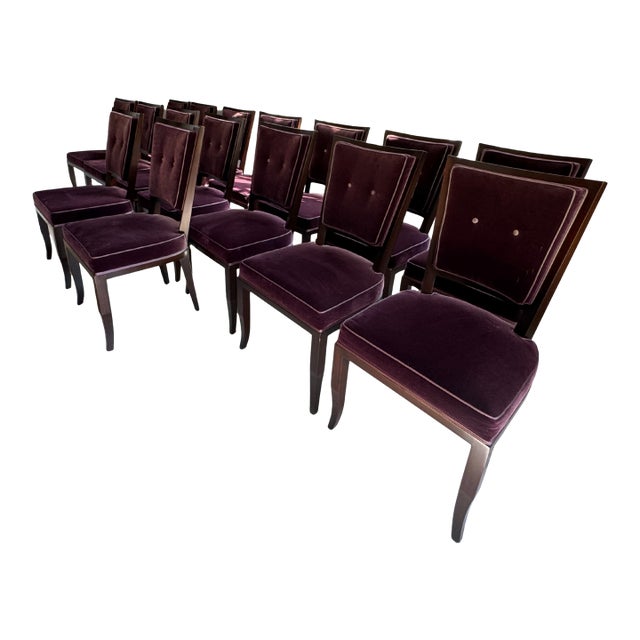 Mid Century French Moderne Dining Chairs in Mohair- Set of 16 or Option for Smaller Set For Sale