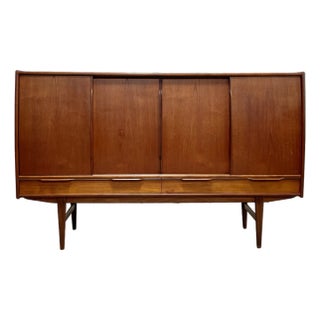 Large Danish Mid Century Modern Teak Credenza / Sideboard, by e.w. Bach, C. 1960's For Sale