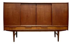 Large Danish Mid Century Modern Teak Credenza / Sideboard, by e.w. Bach, C. 1960's