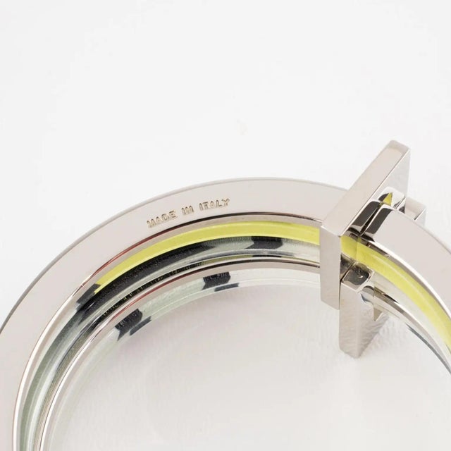 Emilio Pucci Stacked Silvered Spacer Bracelet Bangle with Lucite and Silk For Sale - Image 13 of 13