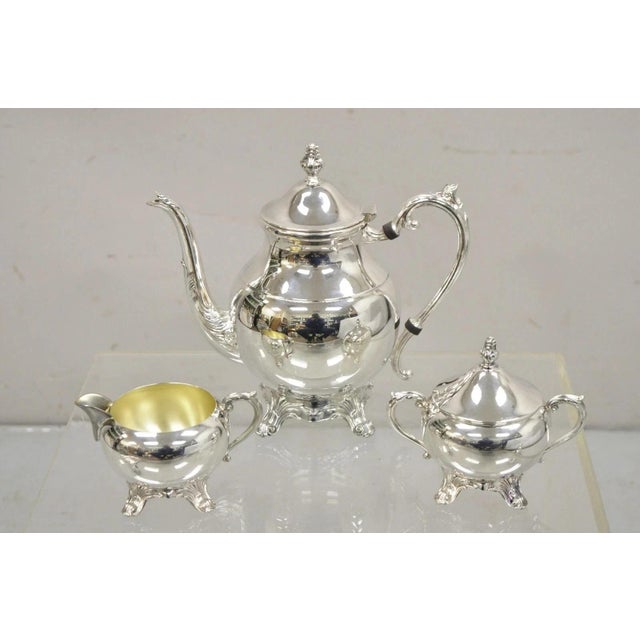 Mid 20th Century Vintage Fb Rogers Victorian Silver Plated Tea Set With Tilting Pot - 6 PCS For Sale - Image 5 of 12