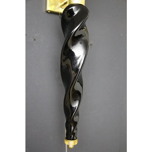Black Gold and Black Murano Glass Sconces in the style of Barovier, 1990, Set of 2 For Sale - Image 8 of 17