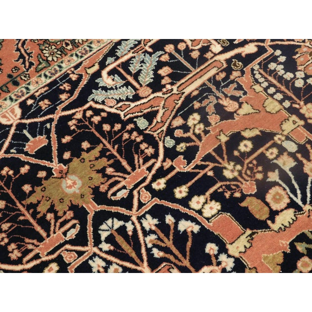 Blue Vintage Hand-Knotted Turkish Wool on Silk Rug. 7'5"x 5'4" For Sale - Image 8 of 12