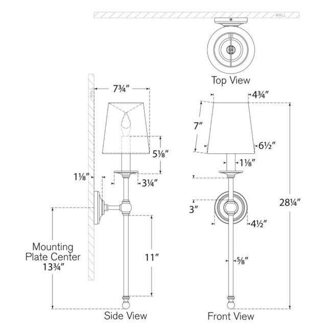 Metal Chapman & Myers for Visual Comfort Signature Classic 27" Tail Sconce in Antique-Burnished Brass with Linen Shade For Sale - Image 7 of 9