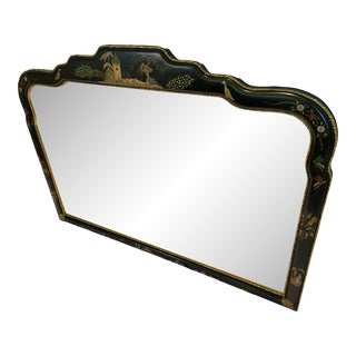 Mid 20th Century Chinoiserie Style Lacquer Mirror For Sale