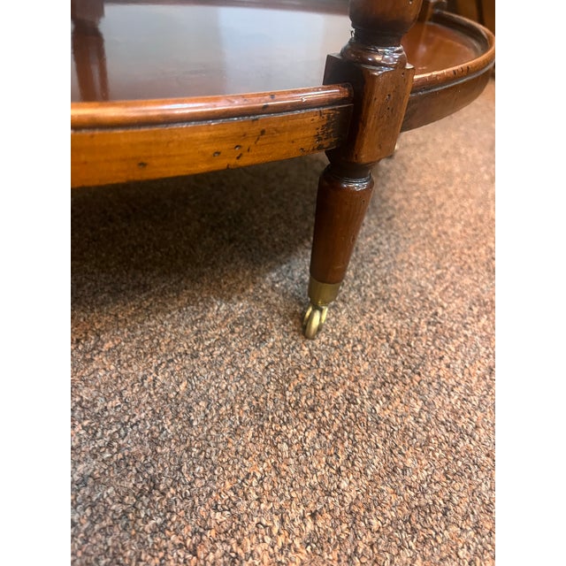Brown Amazing Pair of Three Tiered Burlwood Walnut European Style Butler Tray Top Side Tables Henredon For Sale - Image 8 of 11
