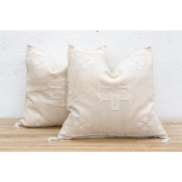 Tribal Pair of Large Silk Pearl Plaster Pillows For Sale - Image 3 of 8