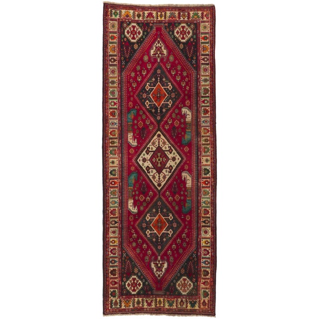 Mid 20th Century Vintage Persian Shiraz Hallway Rug, 03'09 X 10'01 For Sale - Image 9 of 9