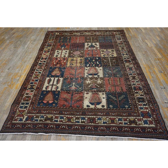 1920s Persian Bakhtiari Garden Carpet ( 6'9'' x 9'' - 205 x 275 cm ) Antique Allover Hand Knotted Pile Rug, Circa Date:...