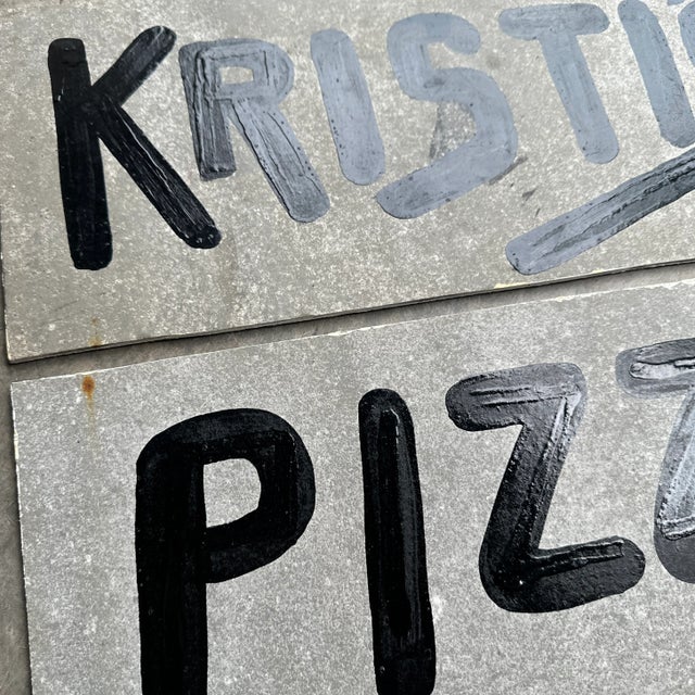 Mid-Century Modern Vintage Kristi's Pizza Sign For Sale - Image 3 of 3