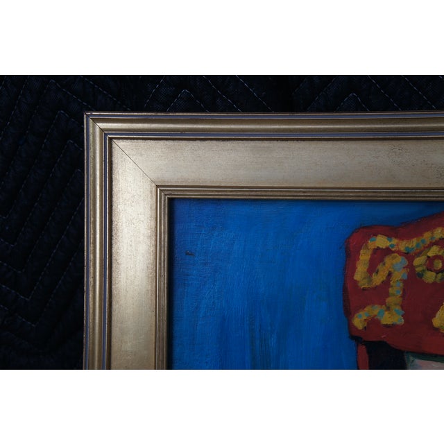 Late 20th Century Late 20th Century The Red Madras Headdress Portrait Oil Painting After Henri Matisse Framed For Sale - Image 5 of 11