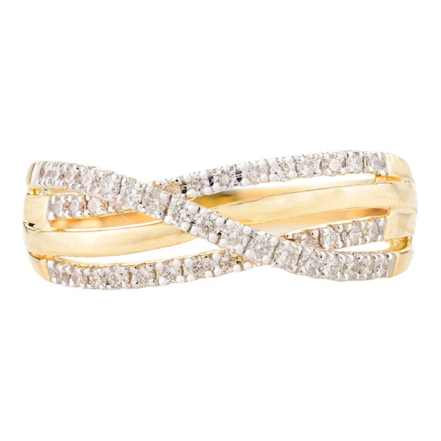 Crossover Natural Diamond Engagement Ring Size 7 For Sale