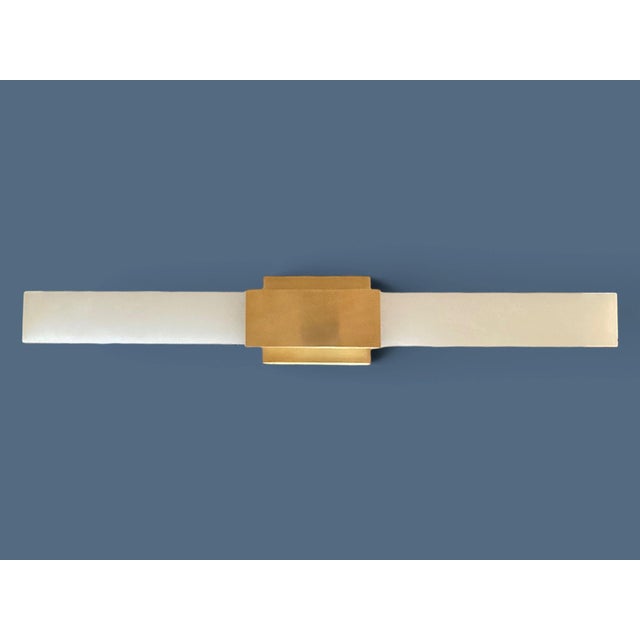 Kelly Wearstler for Visual Comfort Covet 24" Alabaster Bath Light in Antique-Burnished Brass For Sale - Image 9 of 18