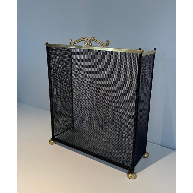 1970s Brass and Grilling Fireplace Screen For Sale - Image 4 of 12