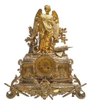 19th Century French Empire Style Ormolu Bronze Mantel Clock, 1870s