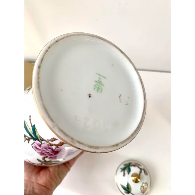 Mid 20th Century Porcelain Covered Jar With Gilt Floral Decoration From Europe For Sale - Image 5 of 7