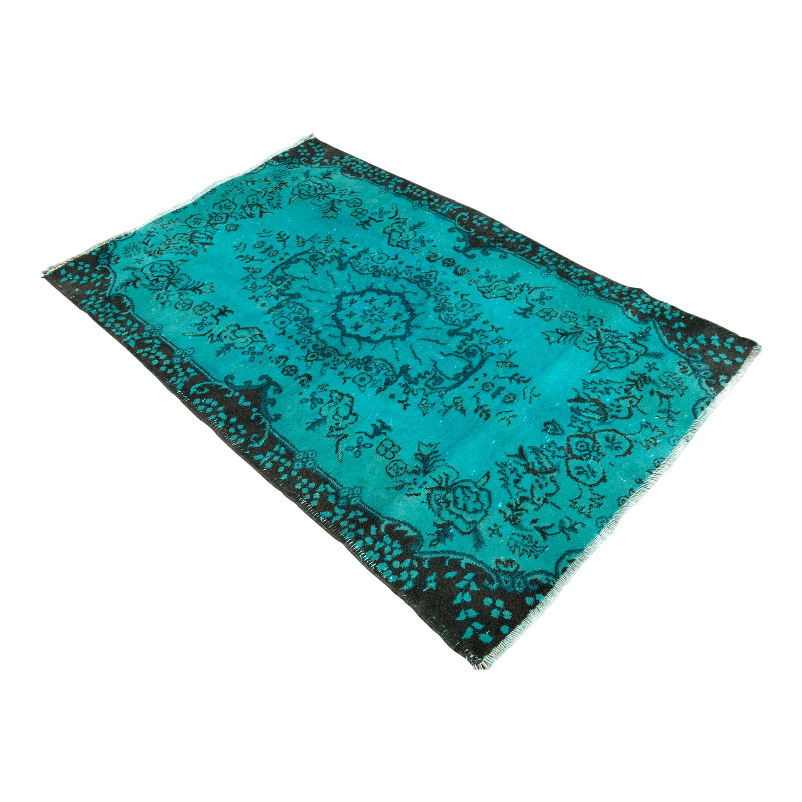 Cyan Overdyed Turkish Hand Knotted Rug - 3′10″ X 6′1″ | Chairish
