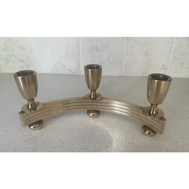 Metal Art Decor Dirilyte Bronze/Brass Curved Candleholder - 1930's-1940's For Sale - Image 7 of 10