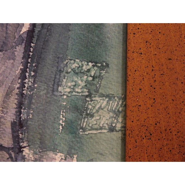 Vintage Modernist Figural Watercolor Original Painting For Sale - Image 10 of 13